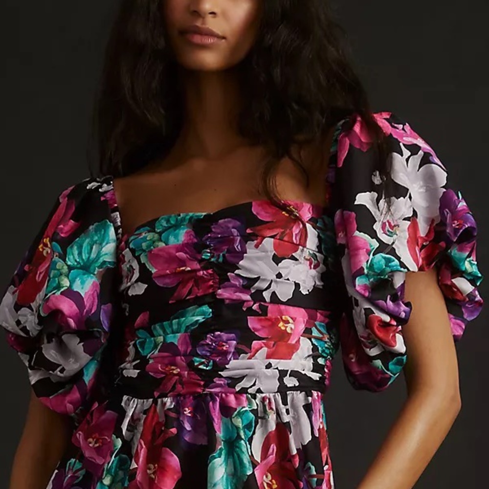 Anthropologie Delfi Puff-Sleeve Floral Printed Maxi Dress - Picture 10 of 16